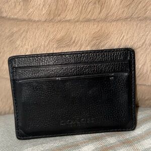 Coach Black Textured Leather Clip Card Holder